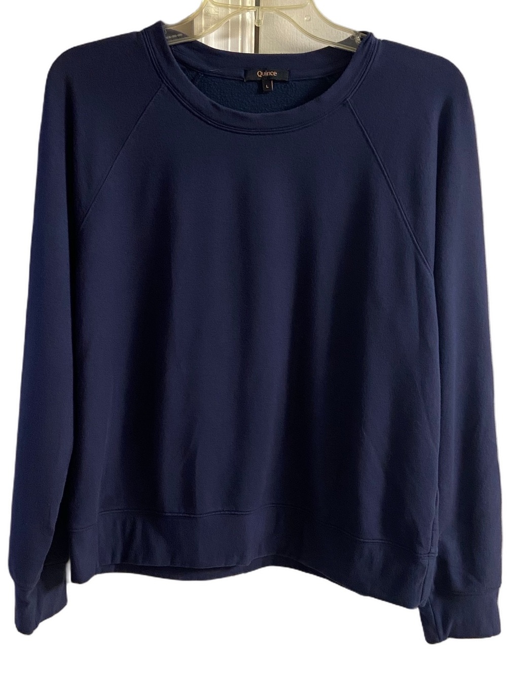 Quince Casual Solid Navy Long Sleeve Super Soft Crewneck Sweatshirt Pullover L
